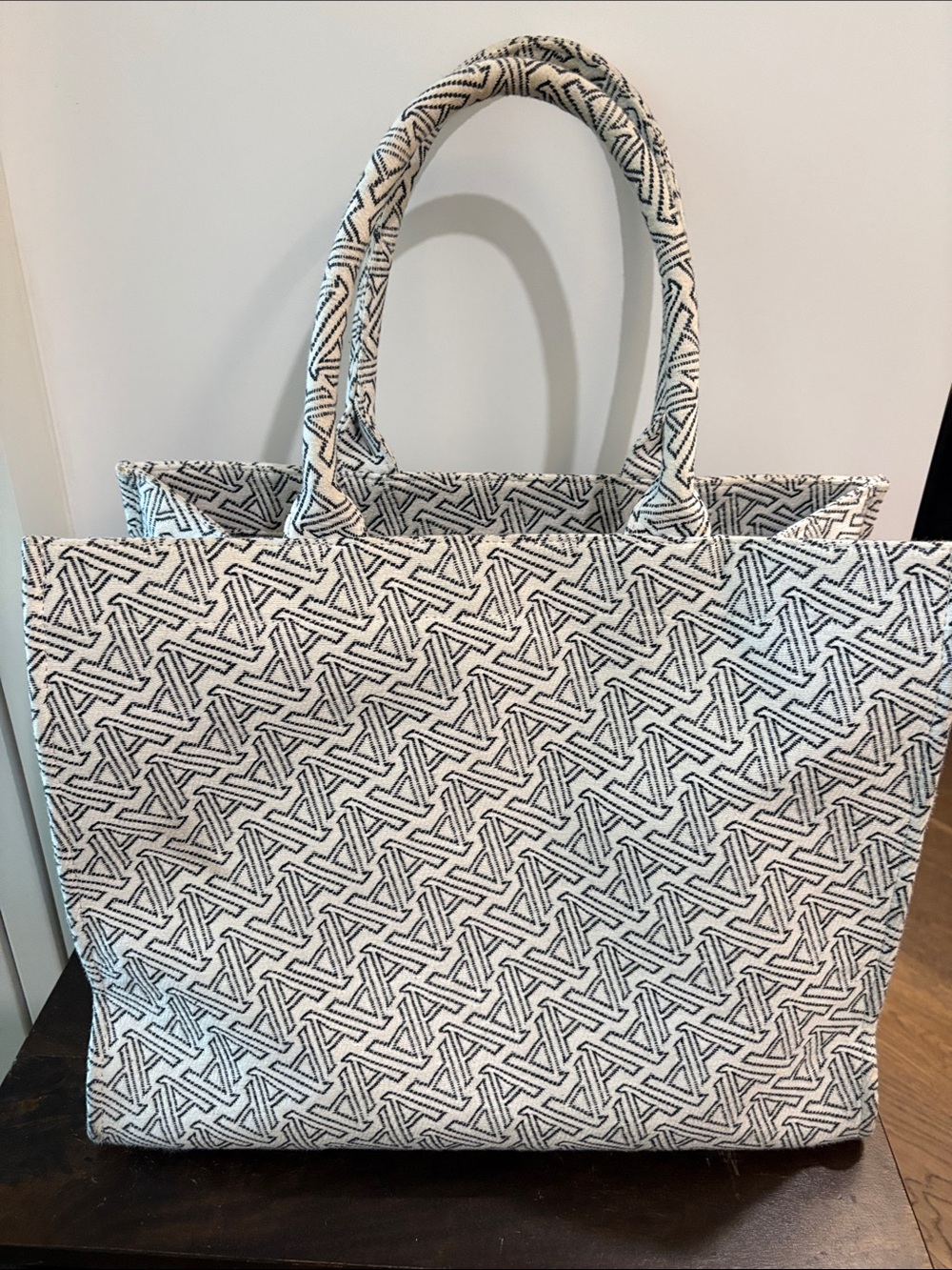 Aritzia Canvas Tote Bag in Black & White - Women Bags 17jn x 14in